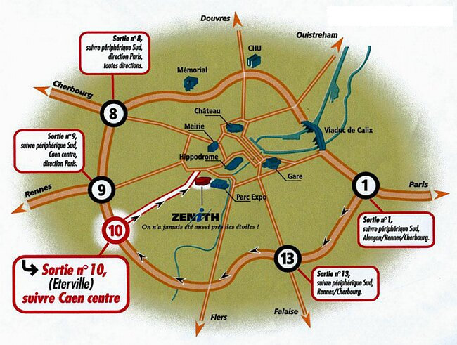 plan accès zenith Caen